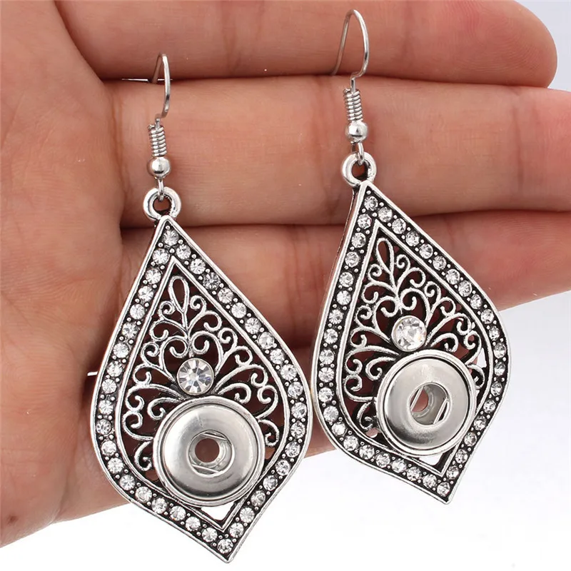 

New Snap Jewelry DIY Charms Metal Snap Earrings Dangle Earring Fit 12mm Snap Button Wholesale