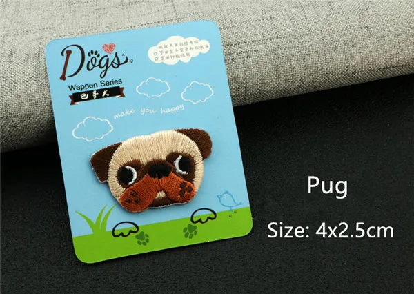Cute Dogs Pug Bull Terrier Akita Delicate stitches cloth patches Iron Sew on stickers - 7