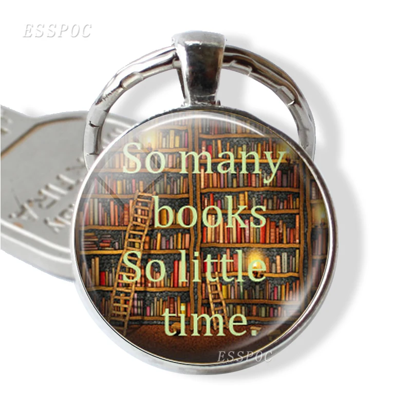 Книги и брелок для книги так много книг мало времени цитата стеклянный кабошон