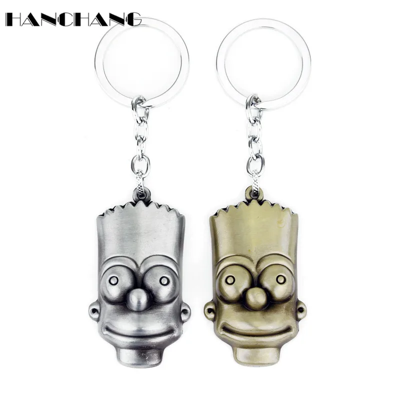 

Popular Comic Anime Jewelry Key Chain Keyring Metal Gold/Sliver Plated Cartoon Figure Bart Simpson Pendant trinket Keychain