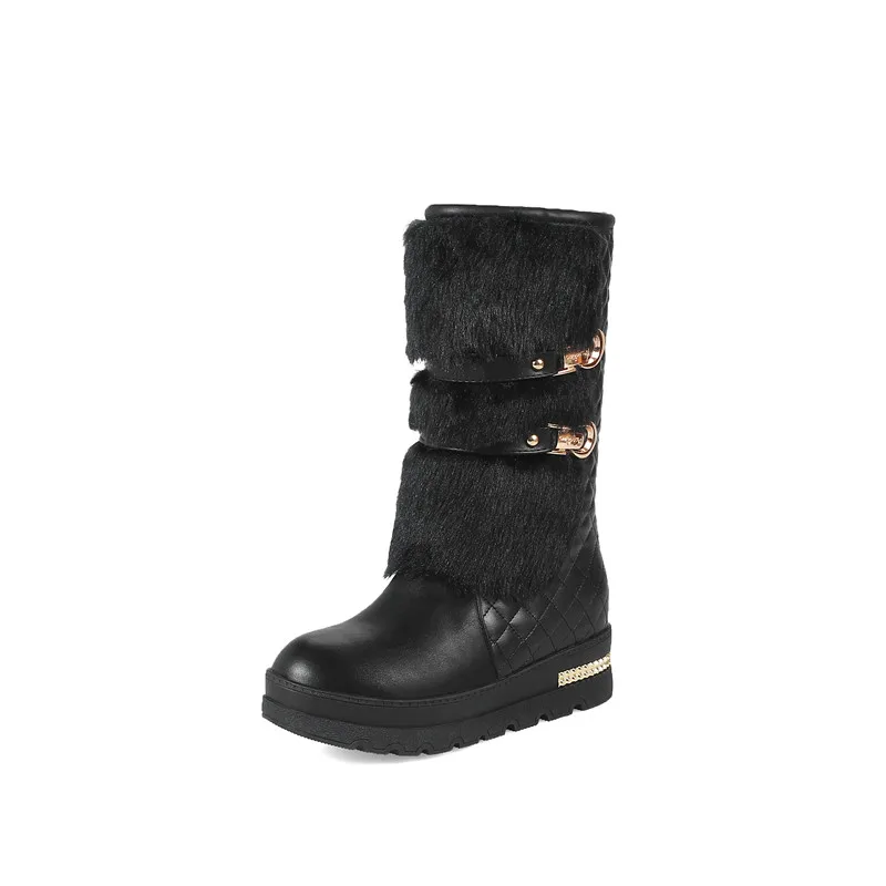 Rimocy/ модная обувь; женские теплые зимние ботинки с искусственным мехом и стразами; Женская водонепроницаемая обувь; женские ботинки на платформе и высоком каблуке