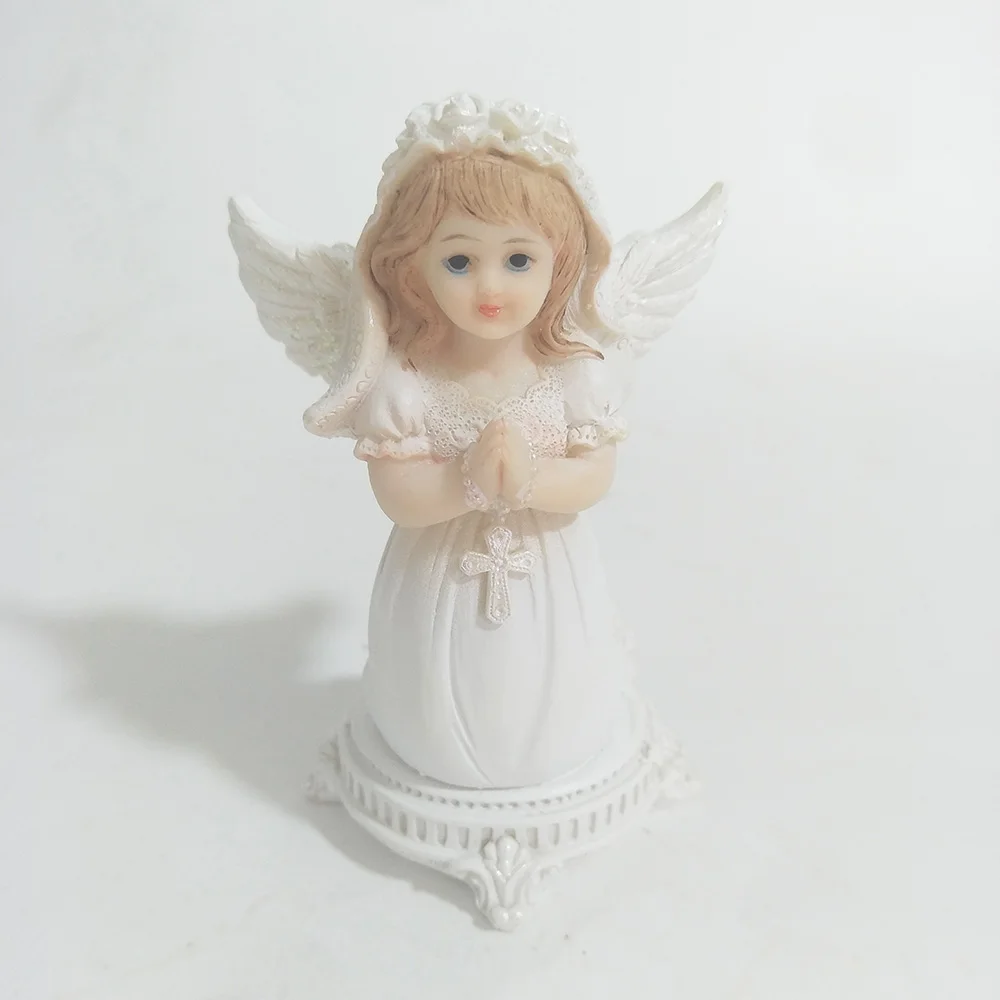 

11*7*6cm Christian Catholic First Holy Communion Kneeling Prayer Small Angel Statue Decoration for Girl