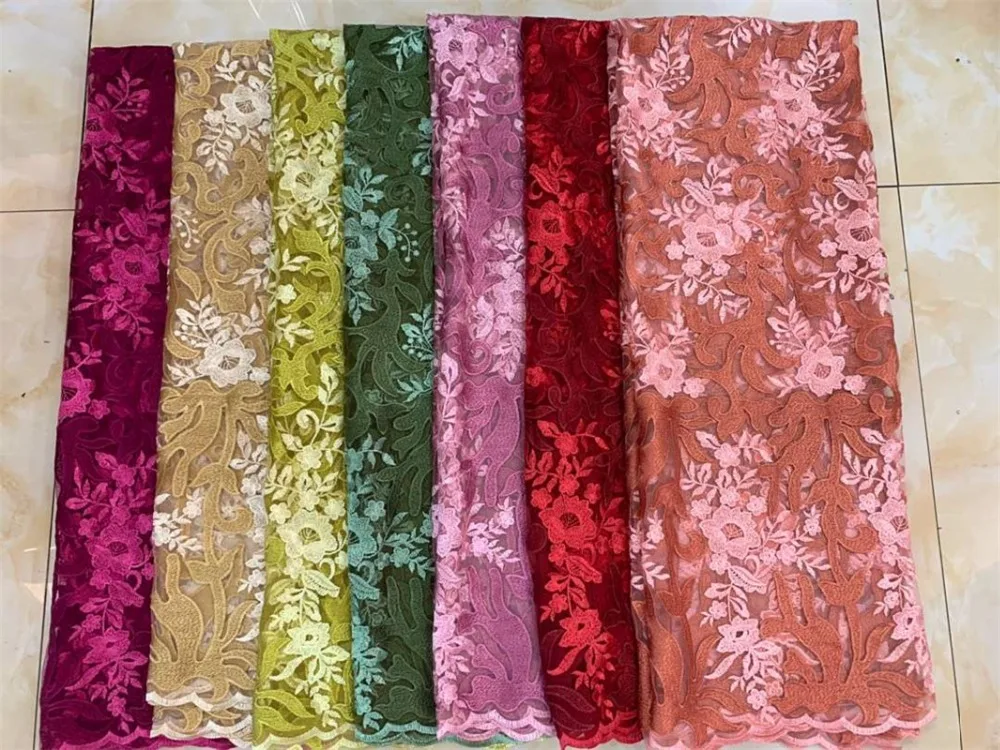 

Nigerian Lace Fabric 2019 High Quality African Tulle Lace Fabric French Net Lace For Wedding Dress New Design(CD-2-19