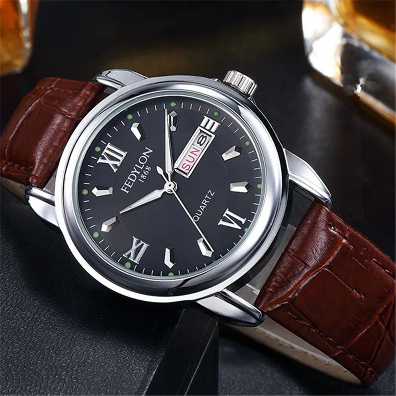 Fedylon Watch Men Top Brand Luxury Casual Leather Business Watches