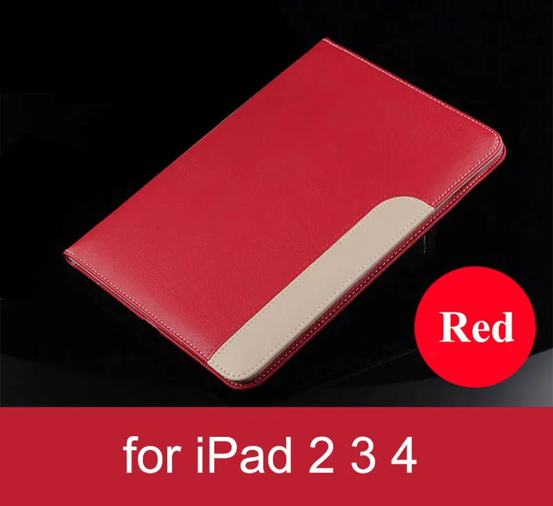 Для Apple iPad 2/3/4 чехол из искусственной кожи Бизнес Folio чехол для планшета Smart Cover Флип Стенд Защитный чехол для iPad Mini 1 2 3 Coque - Цвет: 234 red