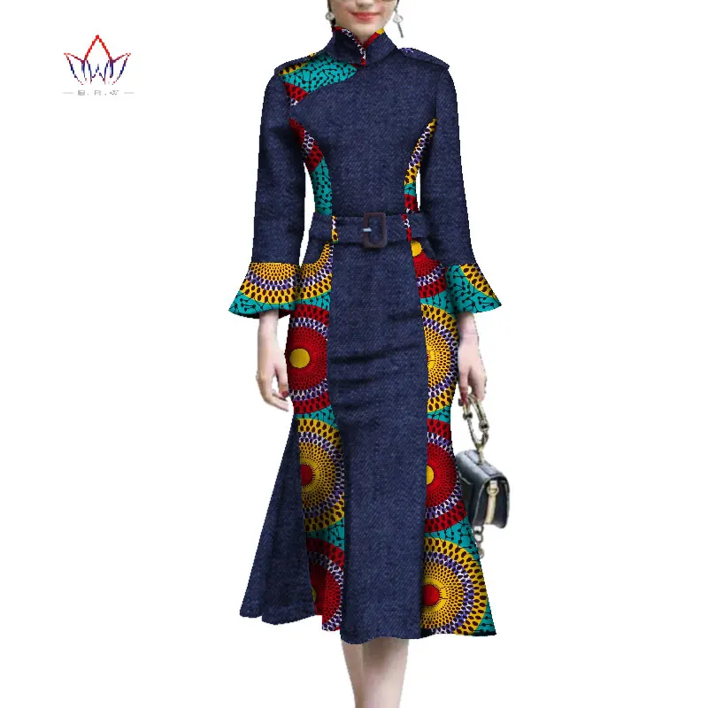 Африканские платья для женщин Дашики африканские платья лоскутное платье индивидуальный заказ Lantarn рукав традиционная одежда WY3679