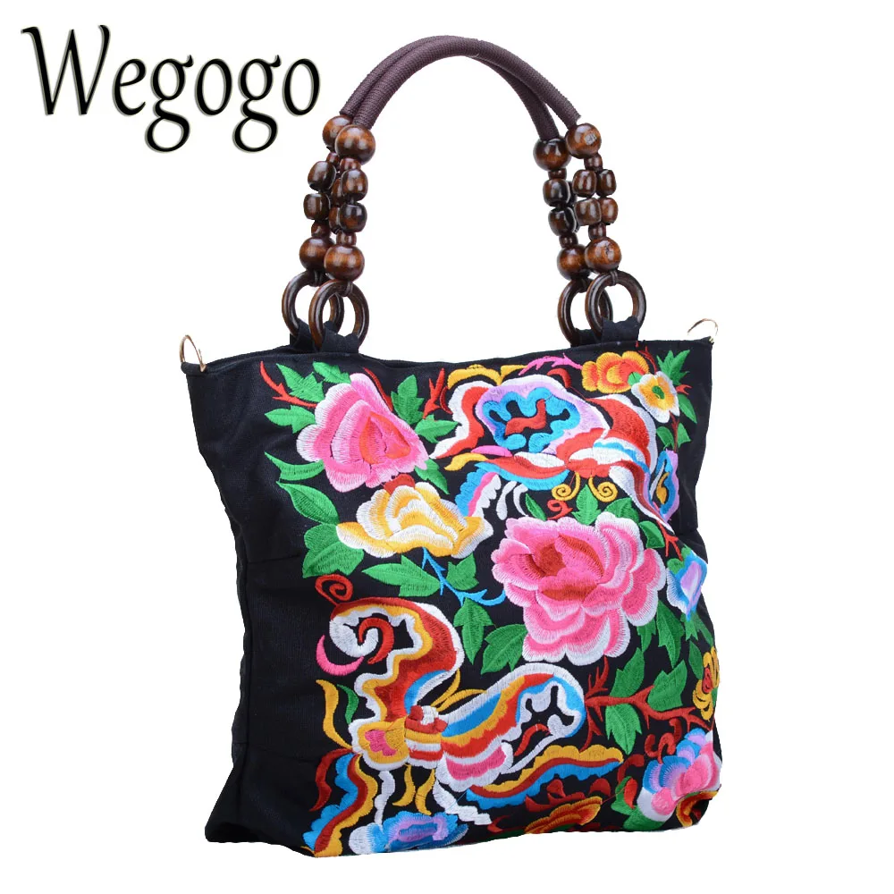 Vintage Women Handbbag National Floral Embroidery Shoulder Bag Beach