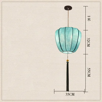 Китайский тканевый фонарь, подвесной светильник из синей ткани в стиле ретро, подвесной светильник для внутреннего ресторана, гостиной, подвесной светильник ing PA0573