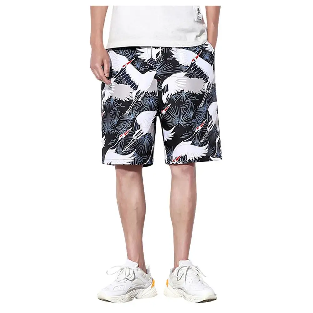 Модная Мужская Летняя Повседневная Свободная одежда больших размеров удобные камуфляжные мужские спортивные шорты до колена с принтом крана N20