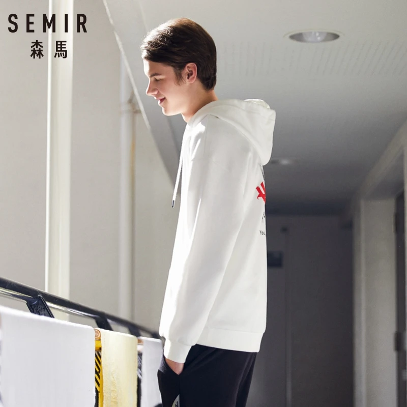 SEMIR мужская толстовка с капюшоном с принтом, Мужской пуловер с капюшоном, толстовка с карманом-кенгуру, толстовка с капюшоном на подкладке, модная Толстовка