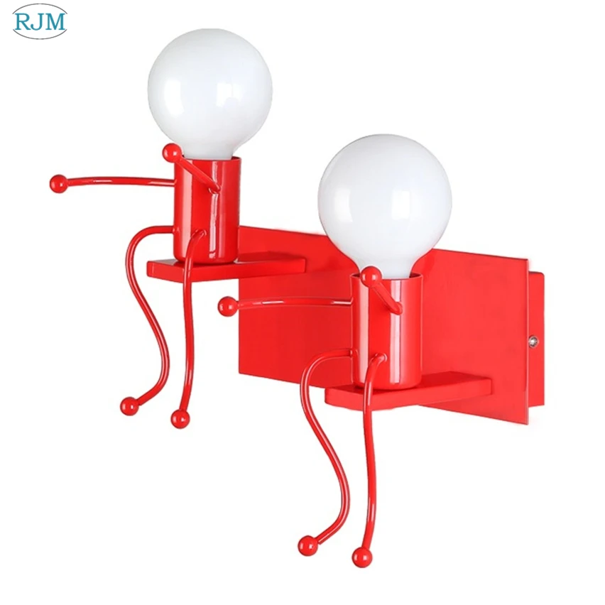 Nordic Modern Simple Creative Cartoon Children Iron Wall Lamps for Living Room Bedroom Bedside Hallway Indoor Lighting Decor led wall lamp wall light