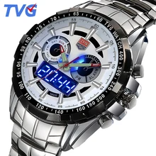 Mens Watches Top Brand Luxury TVG Dual Display LED High Quality Wrist Watch Man Stainless steel Waterproof Relogio Masculino