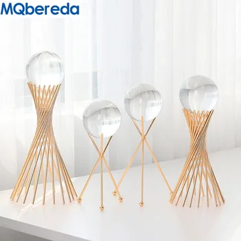 

European Transparent Crystal Ball Decorations Furnishing Articles Sitting Room Crystal Ball Metal Stents Handicraft Ornament