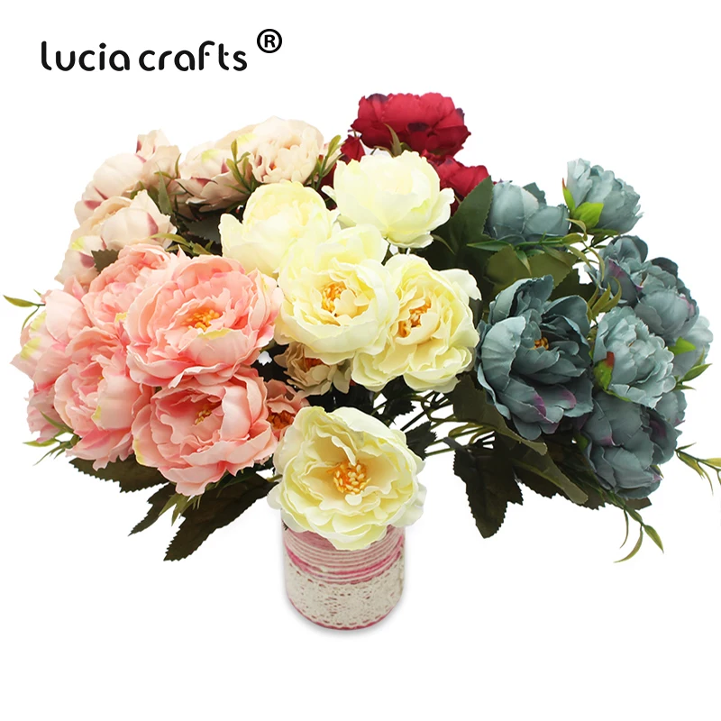 Lucia crafts 1 букет, 8 головок искусственных цветов, свадебные пионы, вечерние украшения для дома, аксессуары для DIY A0311