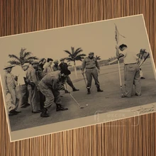 Cartel de papel Kraft Retro Vintage de campo de Golf con diseño de líder socialista de Cuba Che Guevara para decoración del hogar