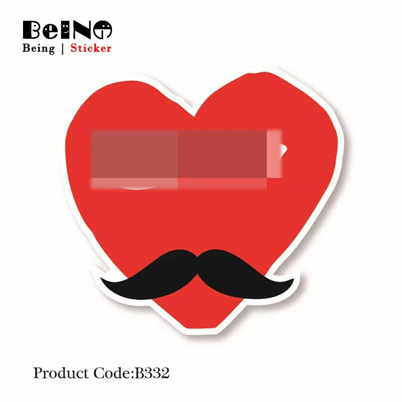 

Heart Brand Logo Moustache Sticker Fun Eye Waterproof Suitcase Laptop Guitar Luggage Skateboard Toy Lovely B332 Stickers