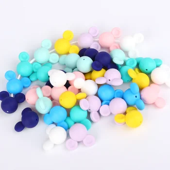 

TYRY.HU 100pc Baby Teether Silicone Color Beads Teether For Necklaces Mouse Silicone Beads BPA Free Set Silicone Teether