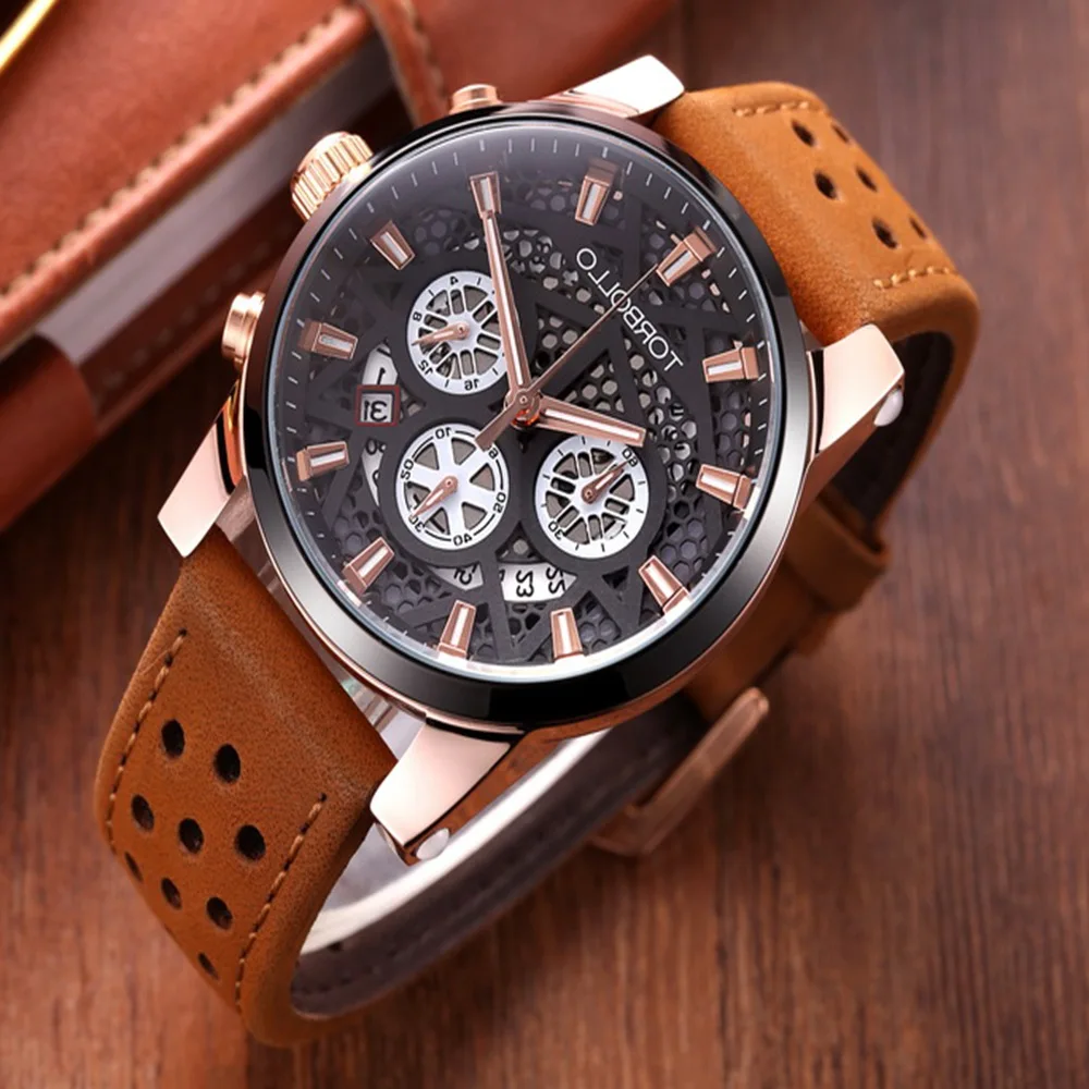 Buy 2017 Men Genuine Leather Strap Three Dails Stainless Steel Case Classic