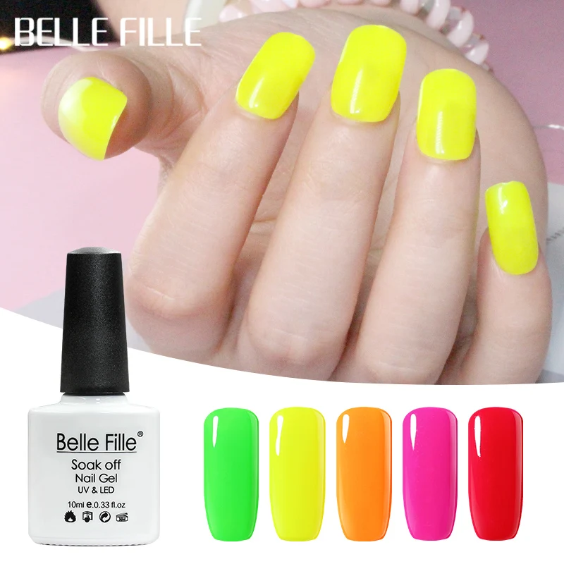 Belle Fille 10ML Gel Nail Polish Lacquer Manicure Varnish UV Soak Off Neon Art Vernis Semi Permanent | Красота и здоровье