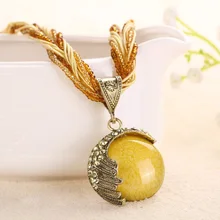 TDQUEEN ожерелья с подвеской из натурального камня золотого цвета металлические колье Femme желтый кристалл камень ручной работы массивные ожерелья