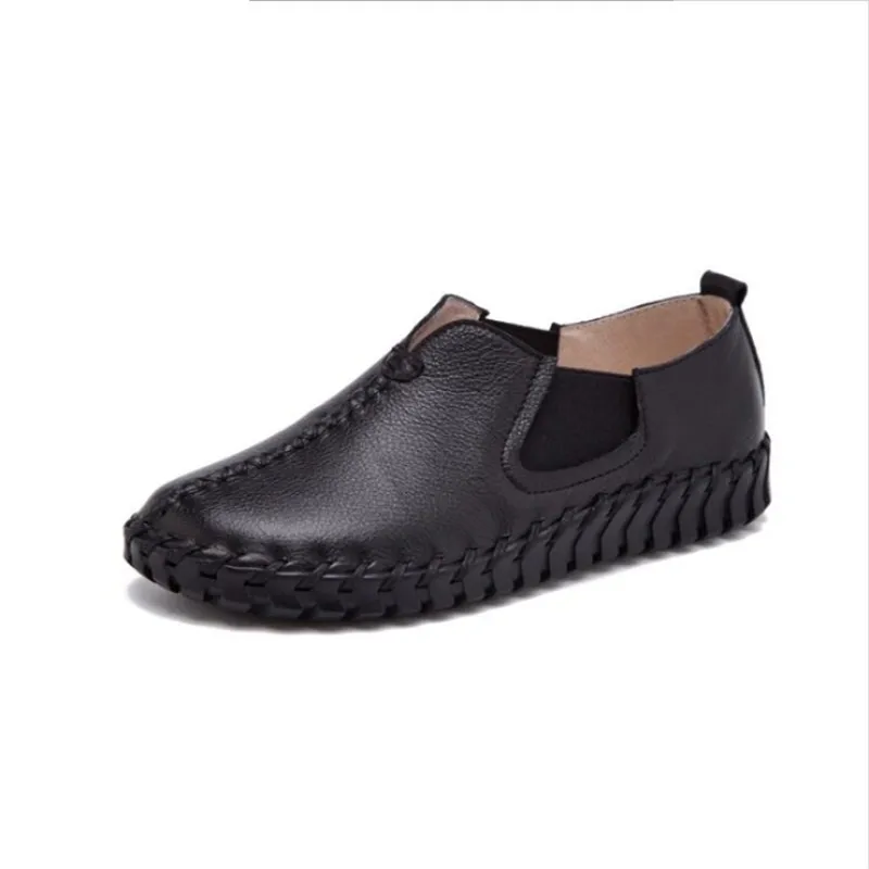 

Women's Black Leather Lightweight Retro Flat Shoes 2019 Spring Autumn New Fashion Comfortable Soft Shallow Mouth Casual Shoes