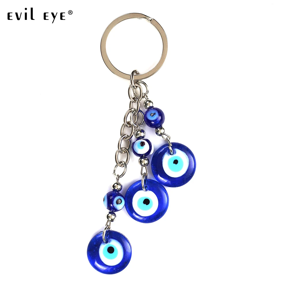 Evil Eye Classic 3 Blue Glass Evil Eye Portachiavi Pendente Di Alta Qualità Semplice Portachiavi Accessori Per Gioielli All'Ingrosso Ey5043