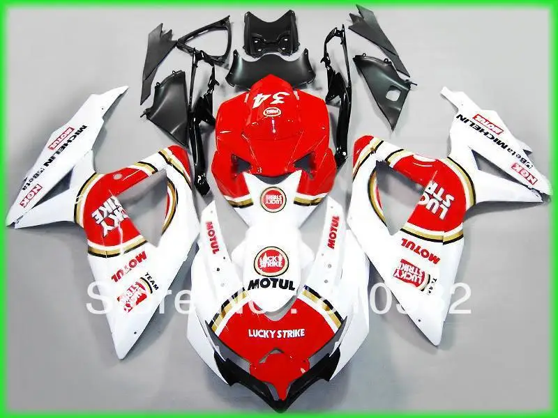 

Motorcycle Fairing kit for SUZUKI GSXR600 750 08 09 GSXR600 GSXR750 GSX-R600 750 K8 2008 2009 LUCKY-S red white Fairings YZ08