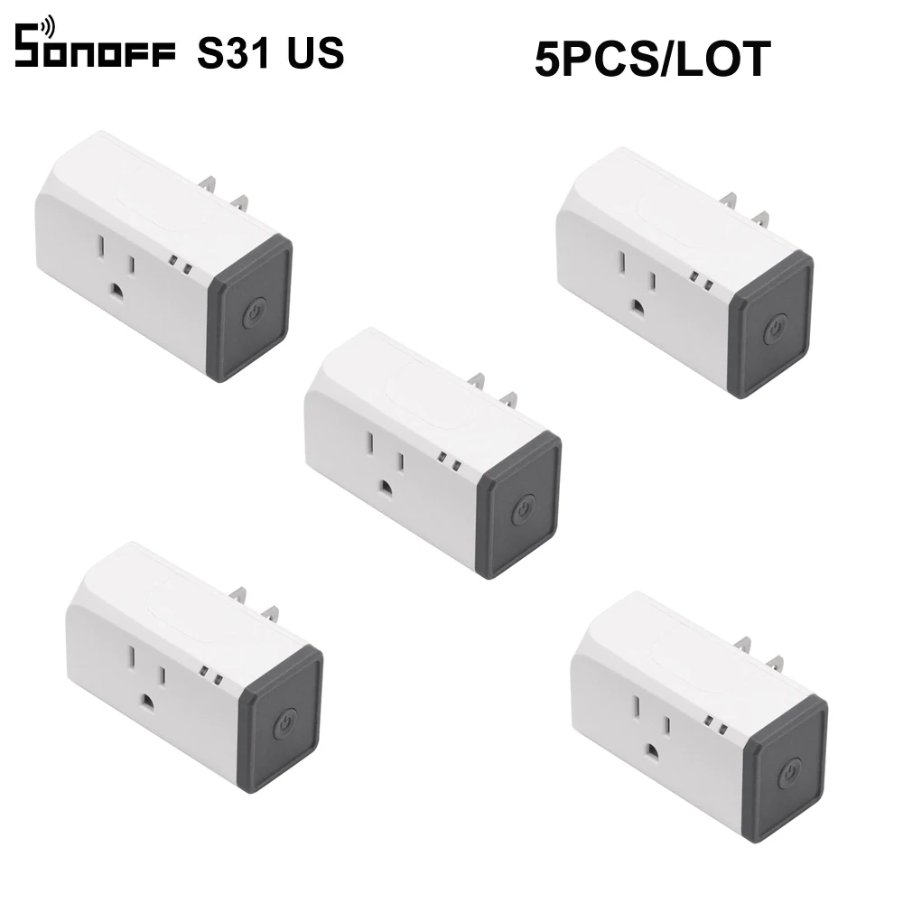 

5pcs/lost Wifi Power Socket Sonoff S31 US Plug Switch Wireless Remote Switch Smart Home Control Timer Outlet Wall Socket Power