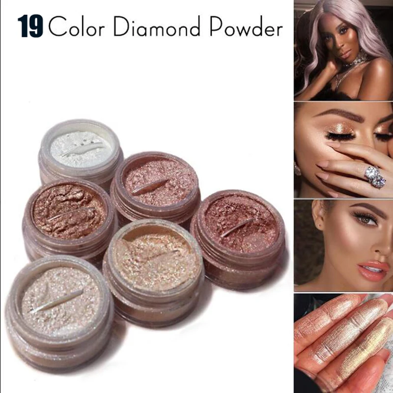 

19 colors Glow loose Powder Diamond Eye Highlighter Broadway Banana Face Brightening Highlight Makeup Jackie Aina