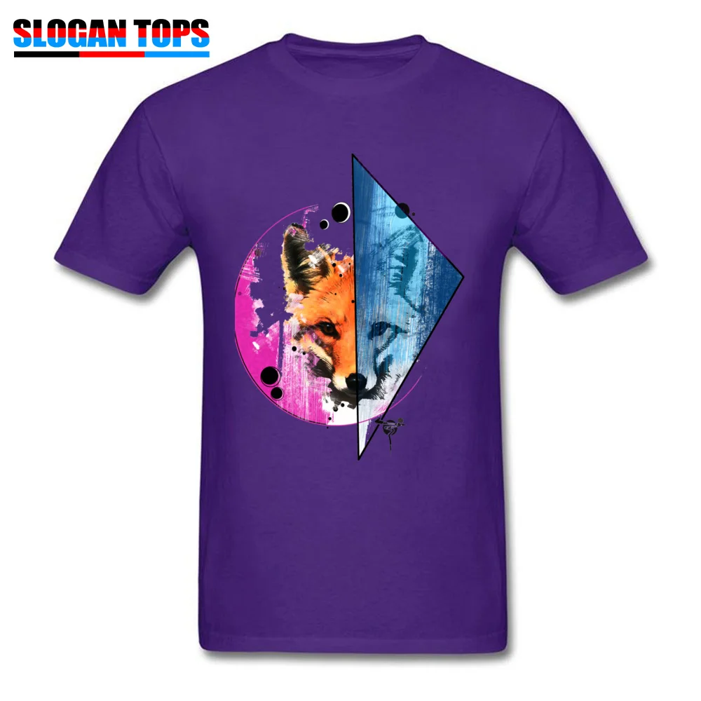 Fox in Style All Cotton Tees for Men Normal T Shirts Design Graphic O Neck Tops Shirt Short Sleeve Drop Shipping Fox in Style purple