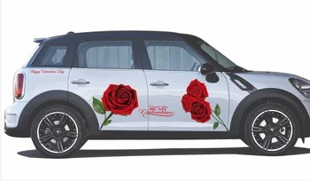 

Fresh Red Rose Car Charger Floral Body Stickers Graceful Pretty Flower Car-styling Waterproof Vinyl