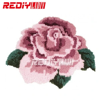 

DIY Latch Hook Rug Kits Unfinished Crocheting Tapestry 3D Yarn Needlework Cushion Sets for Embroidery Carpet Flowers Peony Mat