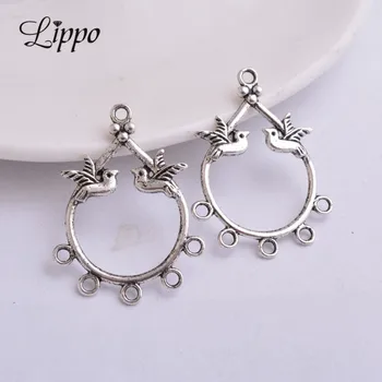 

50pcs Vintage Antique silver birds Earrings Connectors Long Hanging Ear DIY Earrings Statement Jewelry