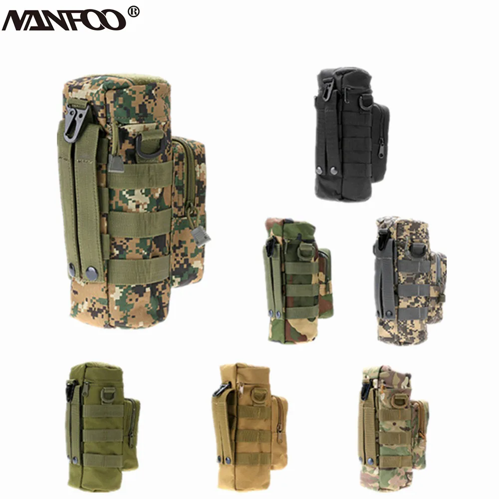 Outdoor Tactical Water Bottle Bag Military Hiking Holder Kettle Pouch Camouflage