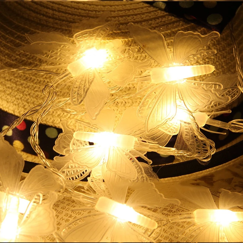 1/2/5/10M10-80 светодиодный s новогодние гирлянды бабочка Батарея Светодиодная лента гирлянды для внутреннего Новый год Рождество Свадебные