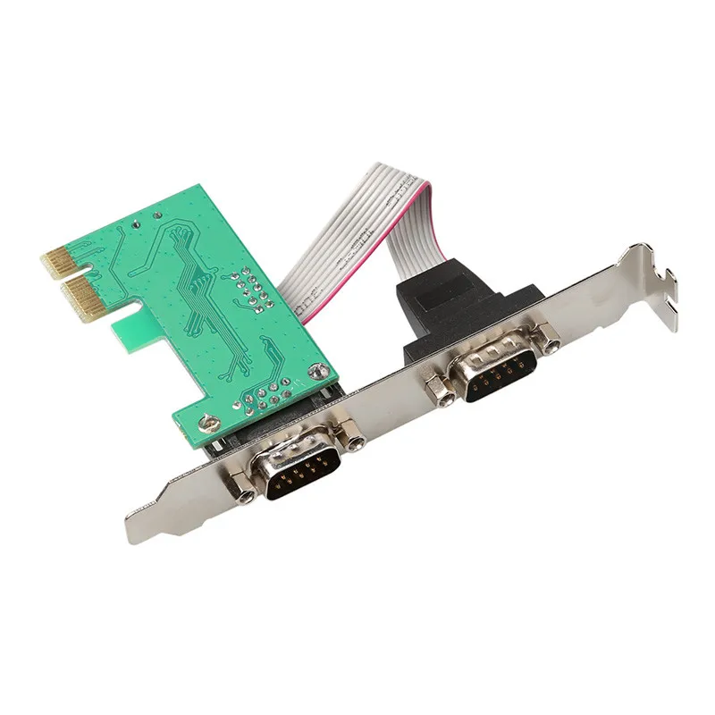 PCI-E Express Dual 2 Ports DB9 RS232 Serial Controller Card Adapter US Stock