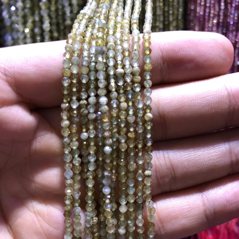 5 strings Lot Faceted Tiny Small Beads,Natural Peridot Beads 2mm 3mm Faceted Round Tiny Spacer Beads,15.5\