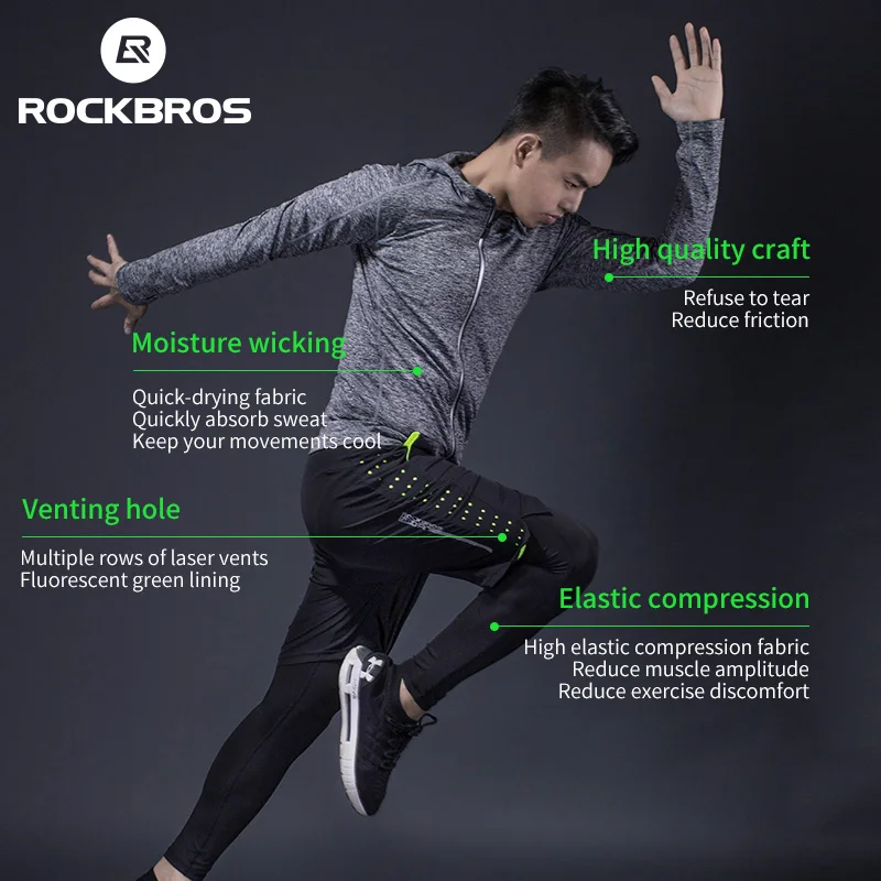 

ROCKBROS Sportswear Fitness Gym Training Breathable Suit Sweat-absorbent Quick Drying Running Elasticity Shirt Sports Equipment
