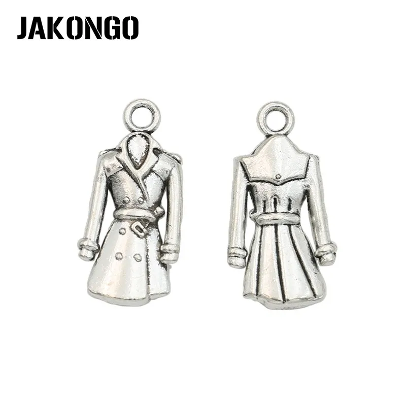 JAKONGO Antique Silver Plated Cloth Coat Charm Pendant Bracelets Jewelry Findings Accessories