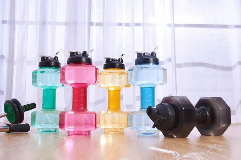 2.2L большой Ёмкость гантели бутылка воды для спортзала Фитнес Спорт на открытом воздухе герметичность гантели в форме бутылки воды BPA