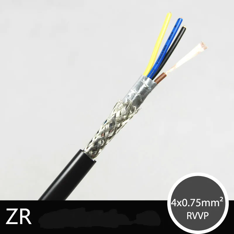 1/10/50/100 м ZR RVVP 4 * 0 75 мм квадратный гибкий нитки скручены кабель в оплетке сигнала