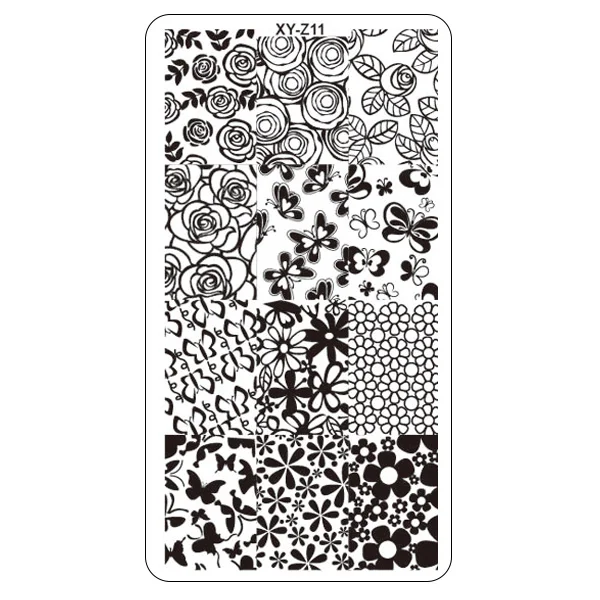1 шт. 12*6 см 32 стиля прямоугольная штамповка для ногтей шаблон Catch Dream цветы узоры DIY Дизайн ногтей маникюрная штамп пластина - Цвет: XYZ11