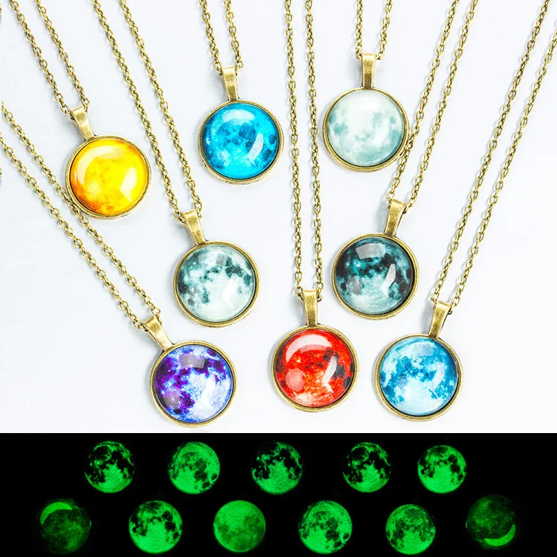 

Double-sided Glass Ball Pendant Time Gem Universe Handmade Custom Star Necklace