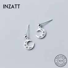 INZATT модные циркониевые лунные пустотелые серьги гвоздики розовое золото цвет для женщин Свадебные украшения 925 пробы серебряные аксессуары подарок