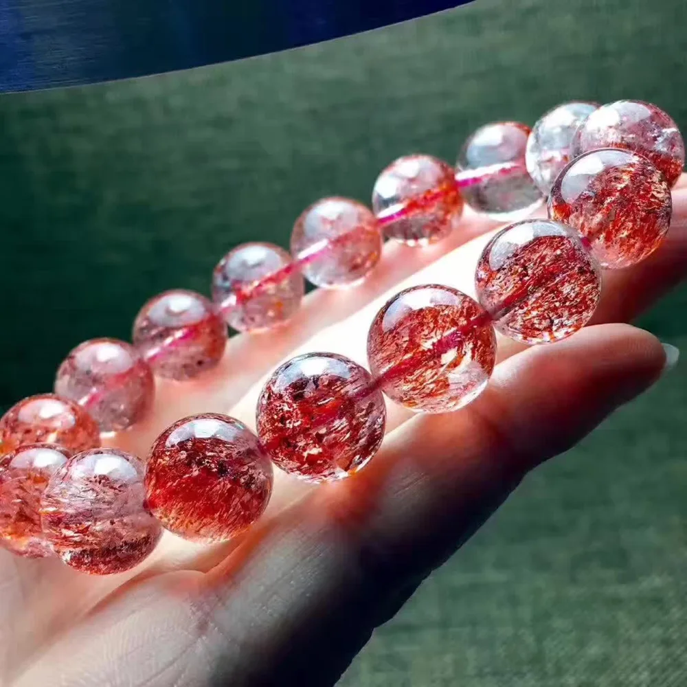 Genuine Natural Lepidocrocite Quartz Red Super Seven Clear 13mm Round