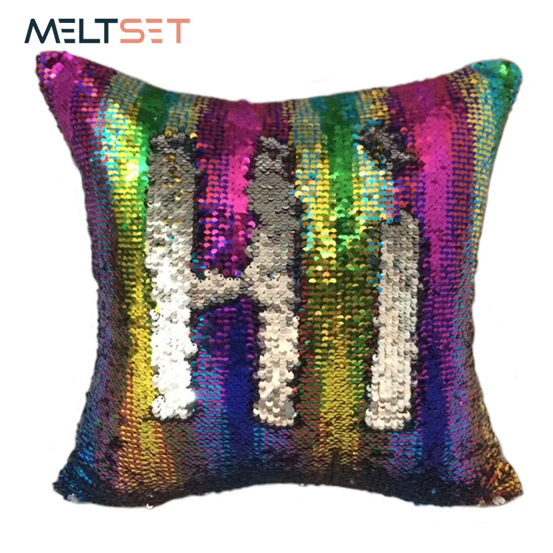 

Mermaid Sequins Cushion Cover Fantastic Pink Throw Pillow Case Rotatable Magic Sequins PillowCase 40*40cm