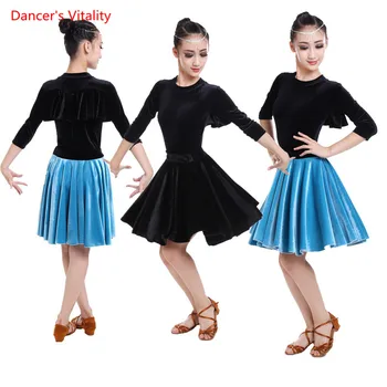 

New velvet suits Girls Latin dance performance clothes for Children/Girls Latin/Cha Cha/Rumba/Samba Dance competition wears