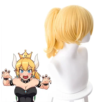 

Game Super Mario Cosplay Princess Bowsette Wig Kuppa Koopa Short Hair Halloween Cosplay Props
