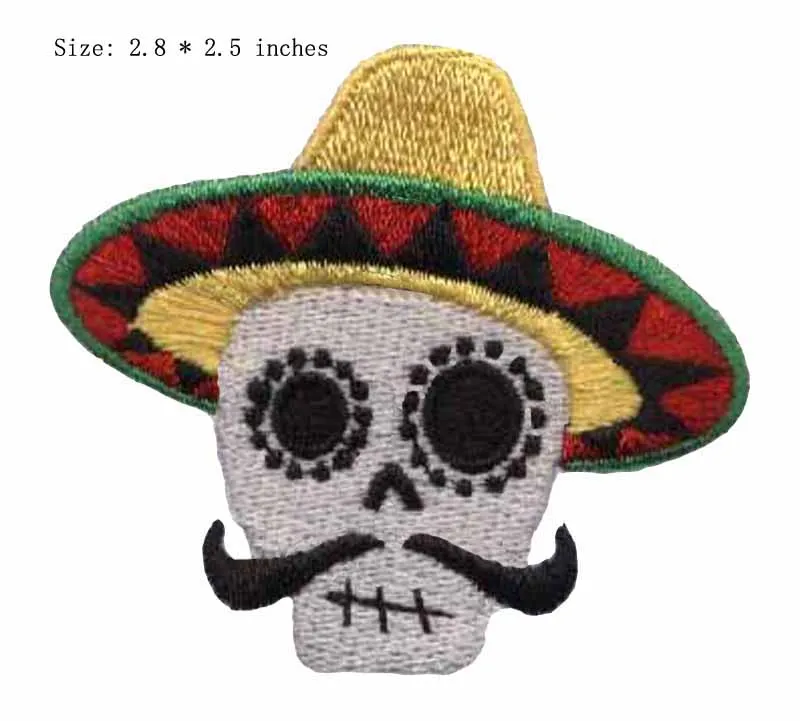 

Whiskers skull 2.8" wide embroidery patch for black eyes/a hat/beard