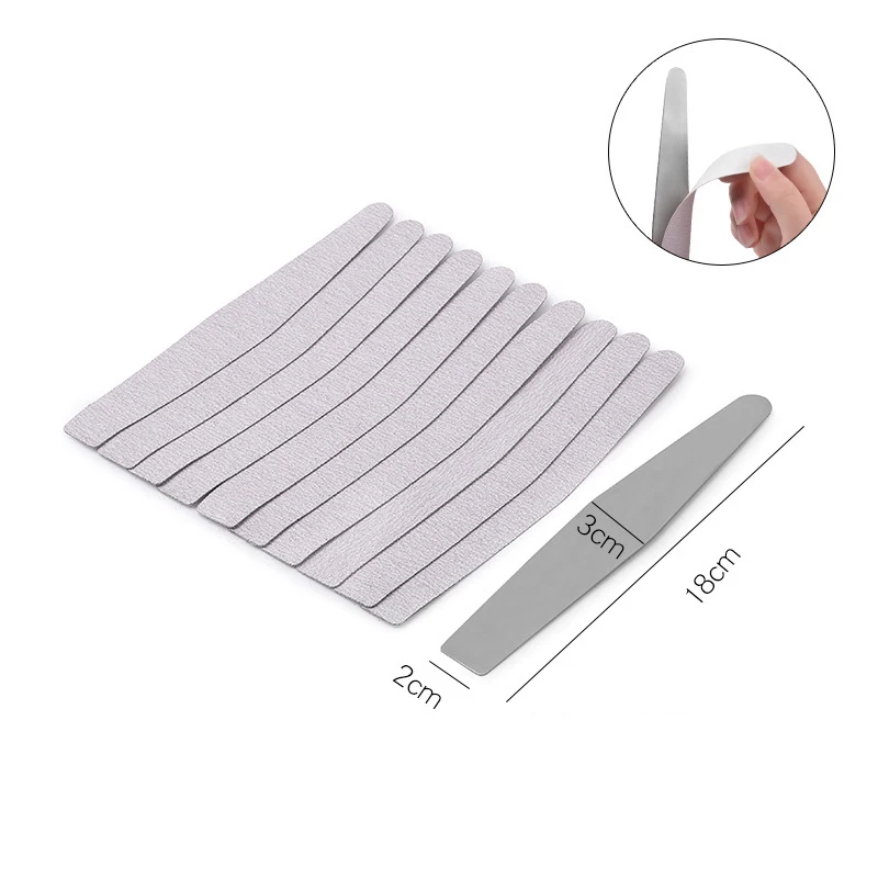 Metal Nail File Handle with 5pcs 180 Grit Sandpaper 5pcs 100 grit Sandpaper Replacement Disposable Sand Paper Pads Files Supply